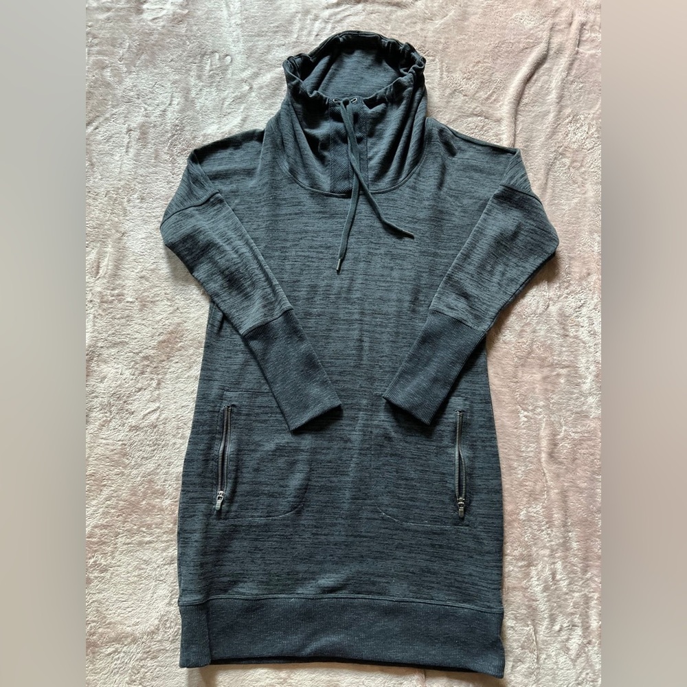 Athleta Sweatshirt‎ Womens Small Gray Long Sleeve Drawstring Cowl Neck